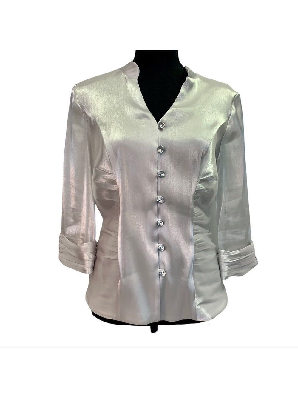 LAURA Petites Silver pearl shiny coloured evening formal blouse size 10P